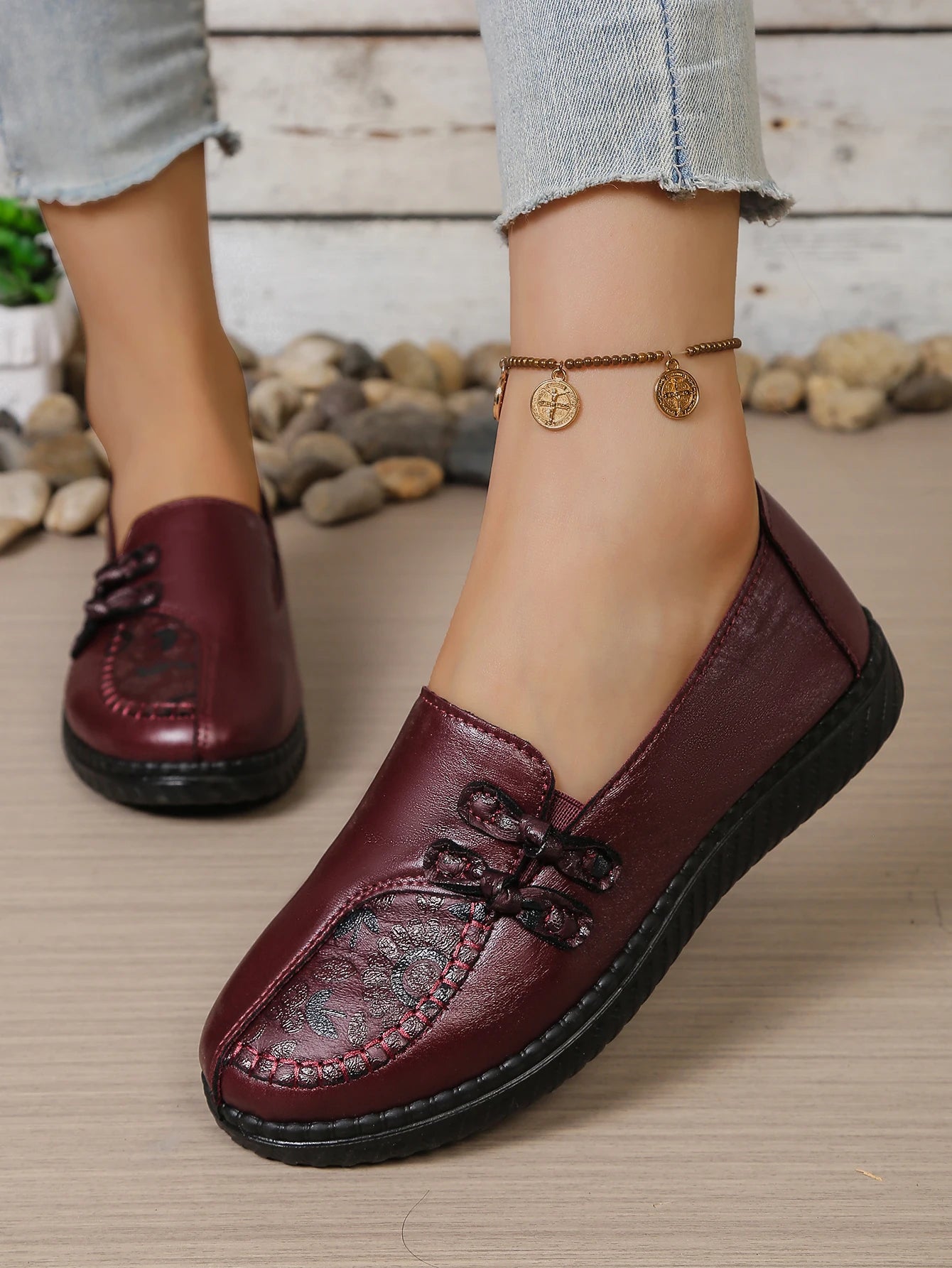 Women's shoes, mom's casual shoes, leather flat shoes, best-selling, elegant and comfortable loafers, free shipping shoes