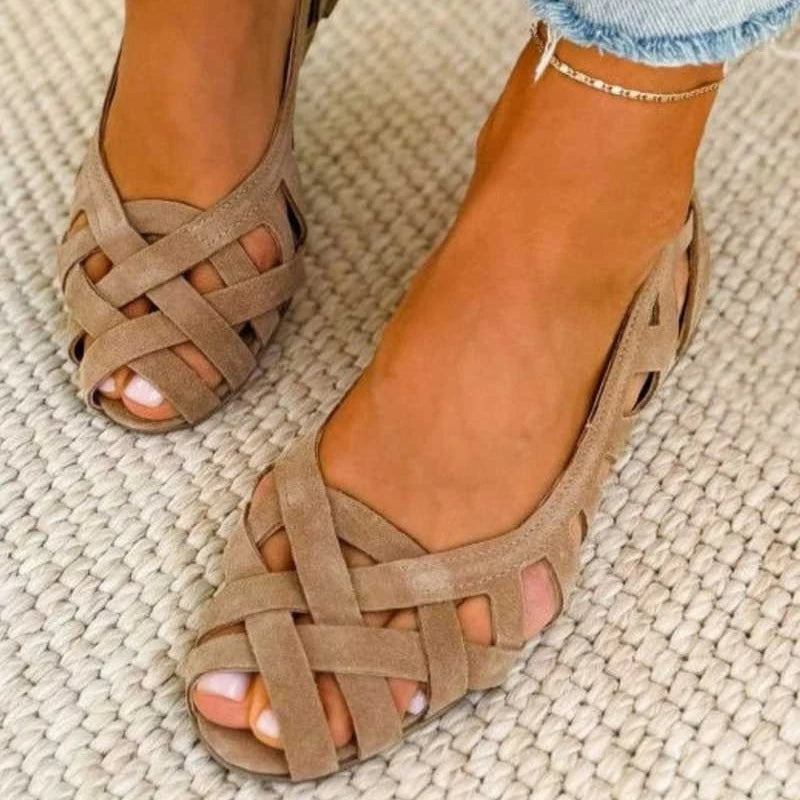 Women's Shoes Summer Hollow Flats Breathable Lightweight Durable Beach Shoes Fashion 2026 New Women Sandals Zapatillas De Mujer