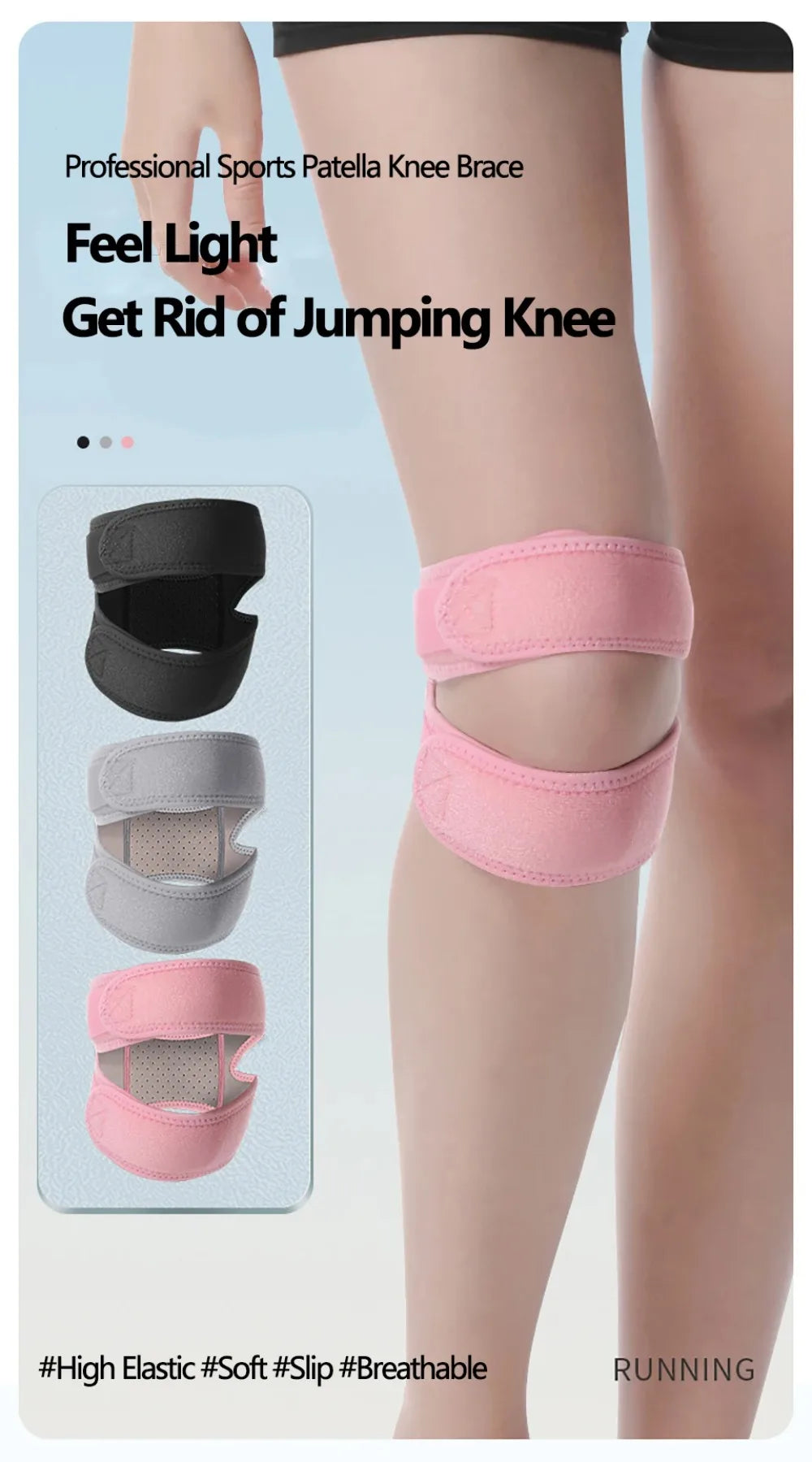 1/2Pcs Adjustable Sports Kneepad Double Patellar Knee Patella Tendon Support Strap Brace Pad ProtectorOpen Knee Wrap Strap Band