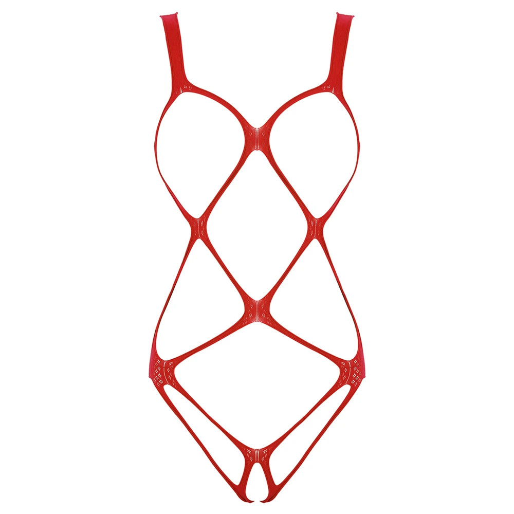 Black Lace Bodysuit Tops For Women Off-Shoulder Hollow Out Mesh Sheer Body Top Female Hot Backless Nightclub Lingerie Top