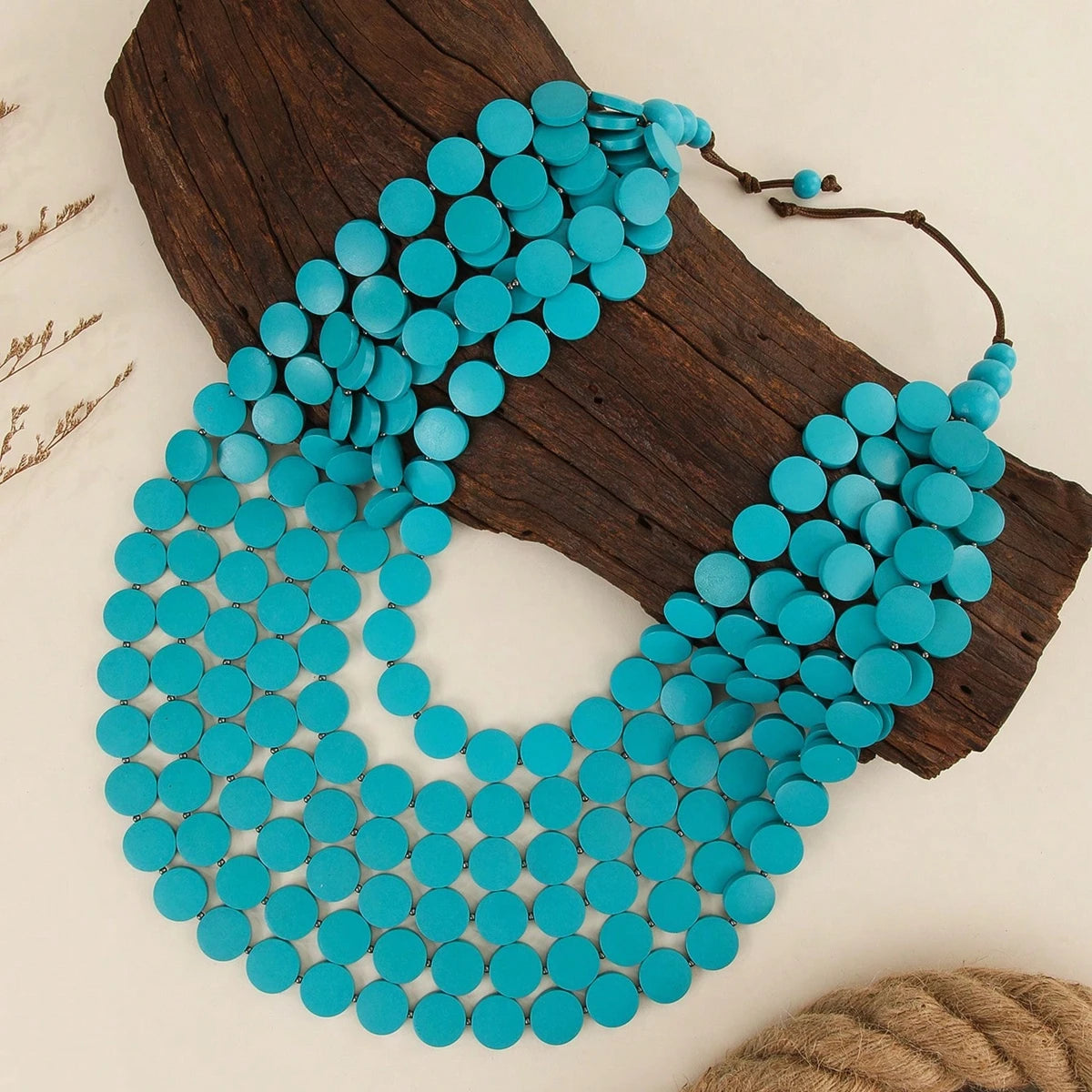 2026 Trend Fashion Geometric Round Wooden Beads Handmade Beaded MultiLayer Long Necklaces For Women Vacation Party Jewelry