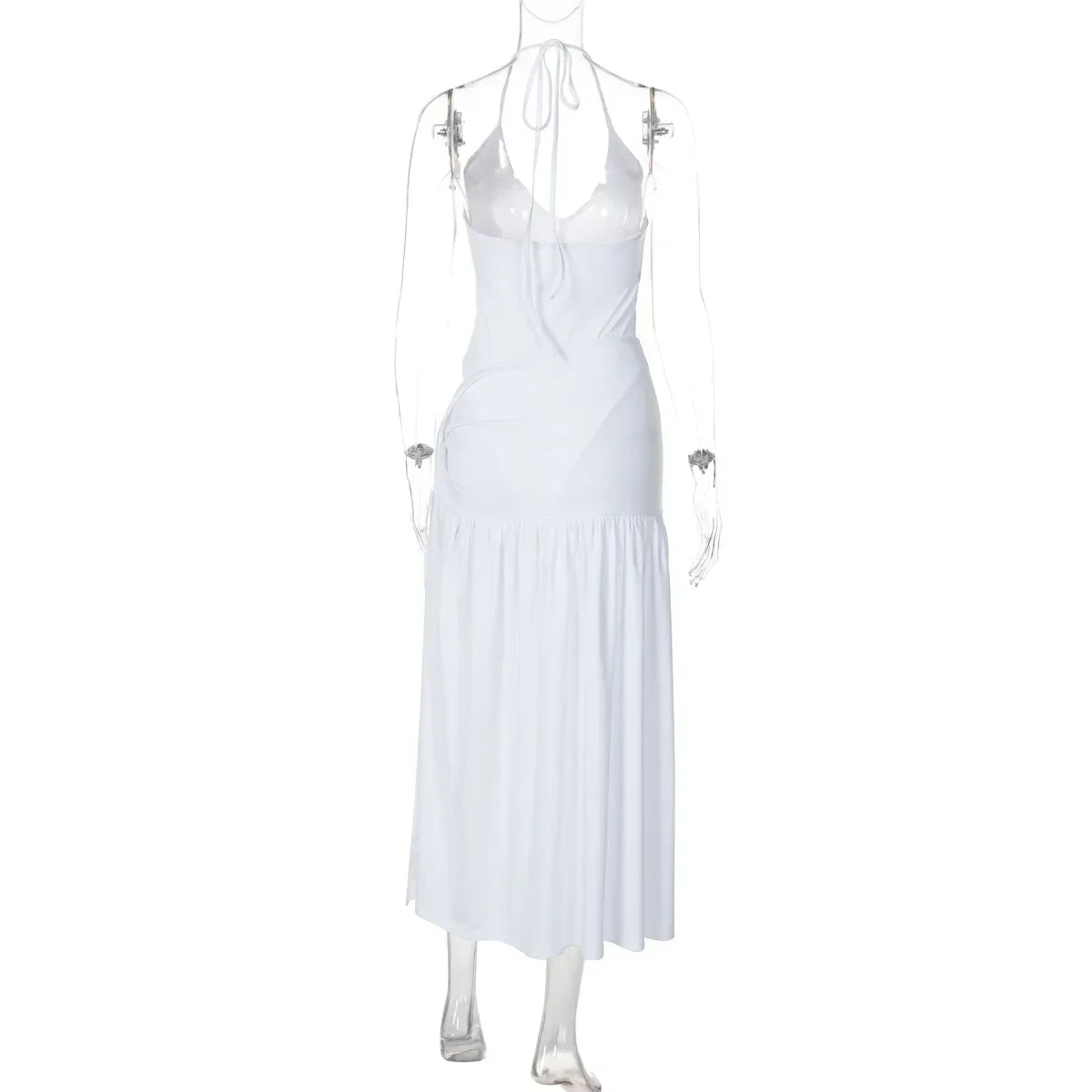 CM.YAYA Elegant Women's Set Sleeveless Strap Bodysuit +Long Skirts Set Autumn Tracksuit Sexy 2024 Tie Up Two 2 Piece Set Outfits