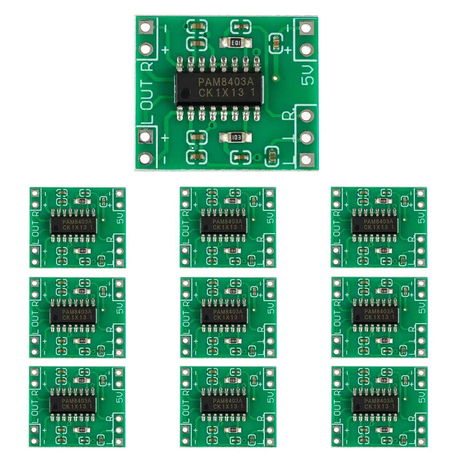 5-20Pcs PAM8403 Mini Power Amplifier Board 2-Channels Stereo Audio Amplifier Module for Arduino 2.5V-5.5V 2*3W USB Power Supply