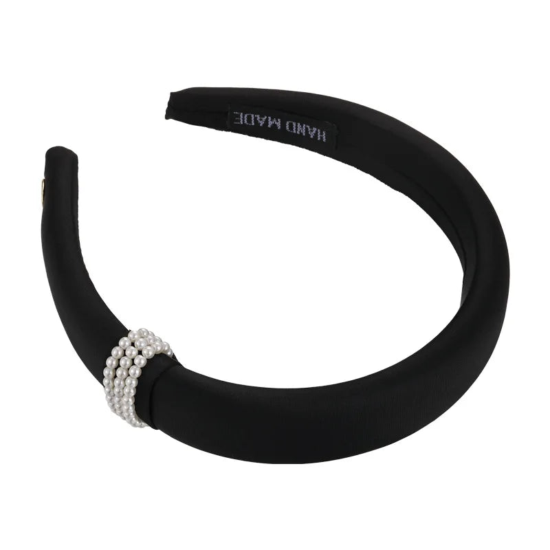 Retro Pearl Satin Headband for Women