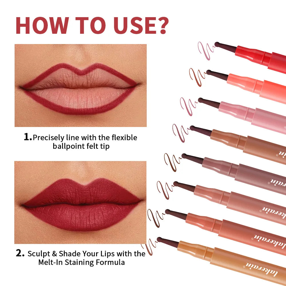 8 Colors Lip Lingerie Lip Liner Long Lasting Waterproof Stain Transfer Proof Smudge Resistant Color No Bleed Formula Cosmetics
