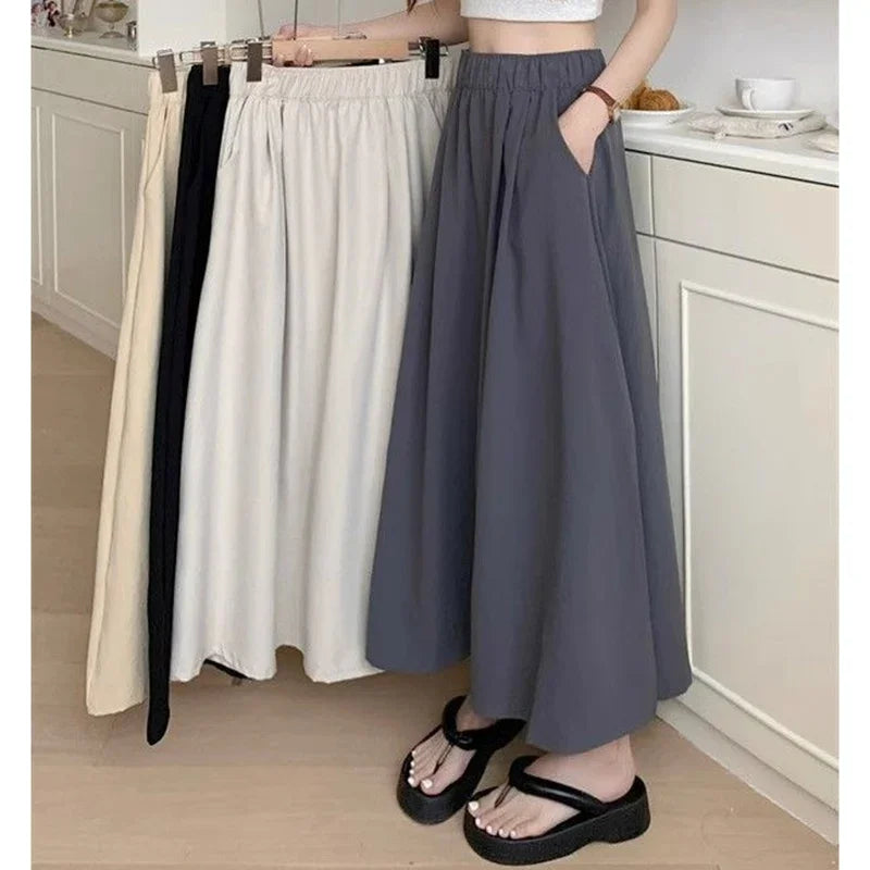2026 Summer Women Fashion Colorful Long Skirts Girls Versatile Comfortable Elastic Dress Female Concise Leisure Vacation Skirts
