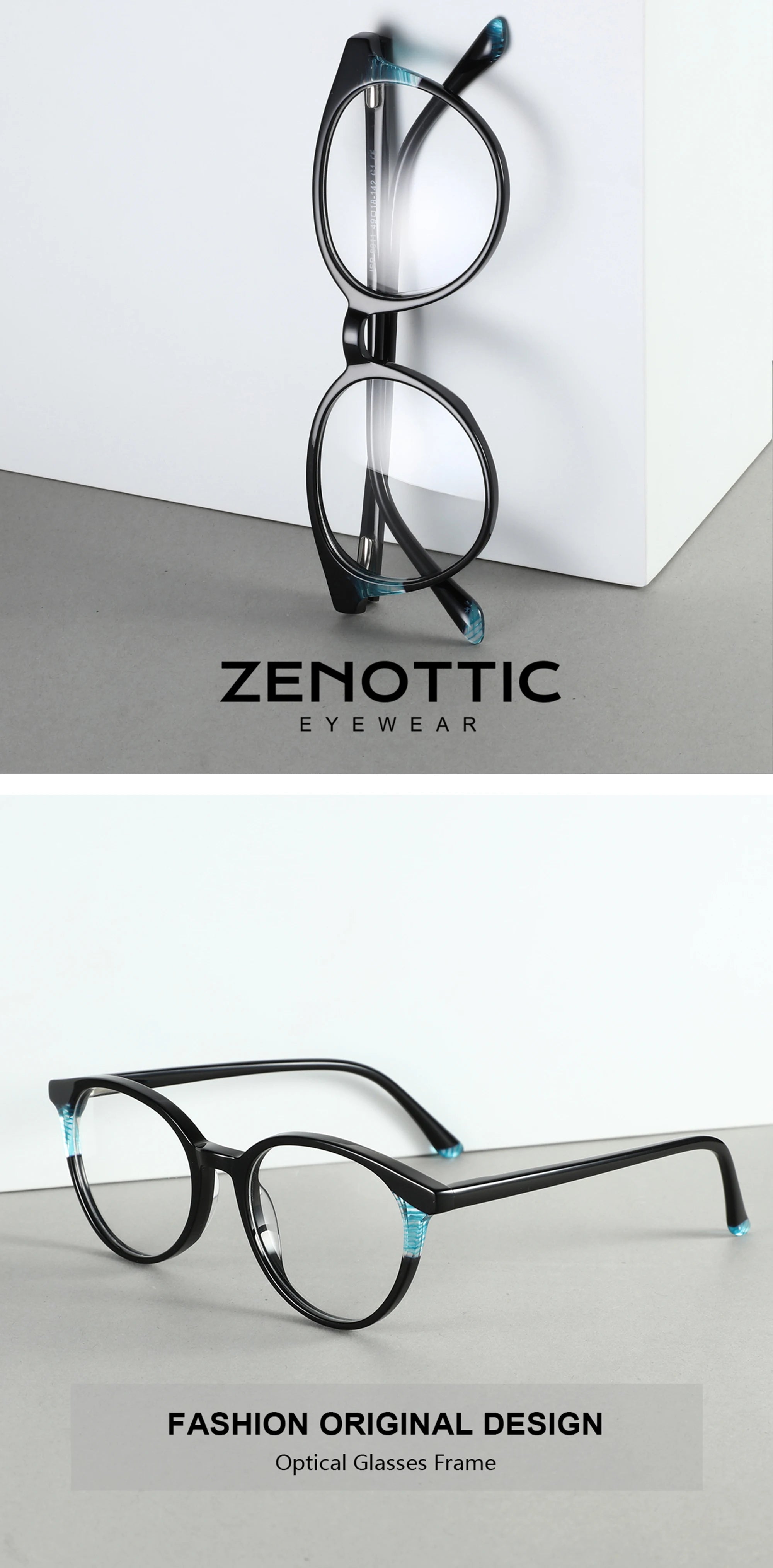 ZENOTTIC Fashion Unisex Round Non Prescription Optical Glasses Frame Clear Lens Comfortable Daily Casual Eyewear
