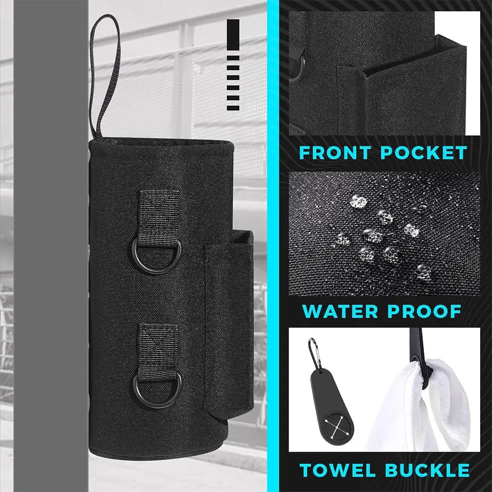 Magnetic Gym Water Bag,Water Bottle Tumbler Carrier Holder With Phone Pockets & Shoulder Strap,Sports Magnet Water Bottle Sleeve