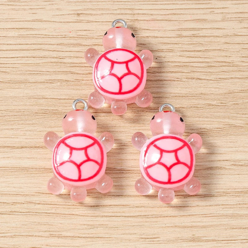 10pcs 16x25mm Cartoon Animal Charms Candy Colors Resin Turtle Charms Pendant for Jewelry Making Earrings Necklace DIY Craft Gift