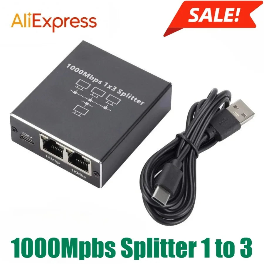 LccKaa 1000Mbps RJ45 Splitter 1 To 2/3/4 Adapter Network Splitter Cable Extender Gigabit LAN Connector for PC Laptop TV Router