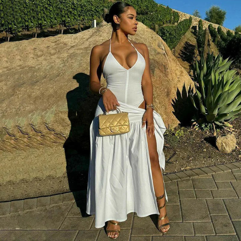 CM.YAYA Elegant Women's Set Sleeveless Strap Bodysuit +Long Skirts Set Autumn Tracksuit Sexy 2024 Tie Up Two 2 Piece Set Outfits
