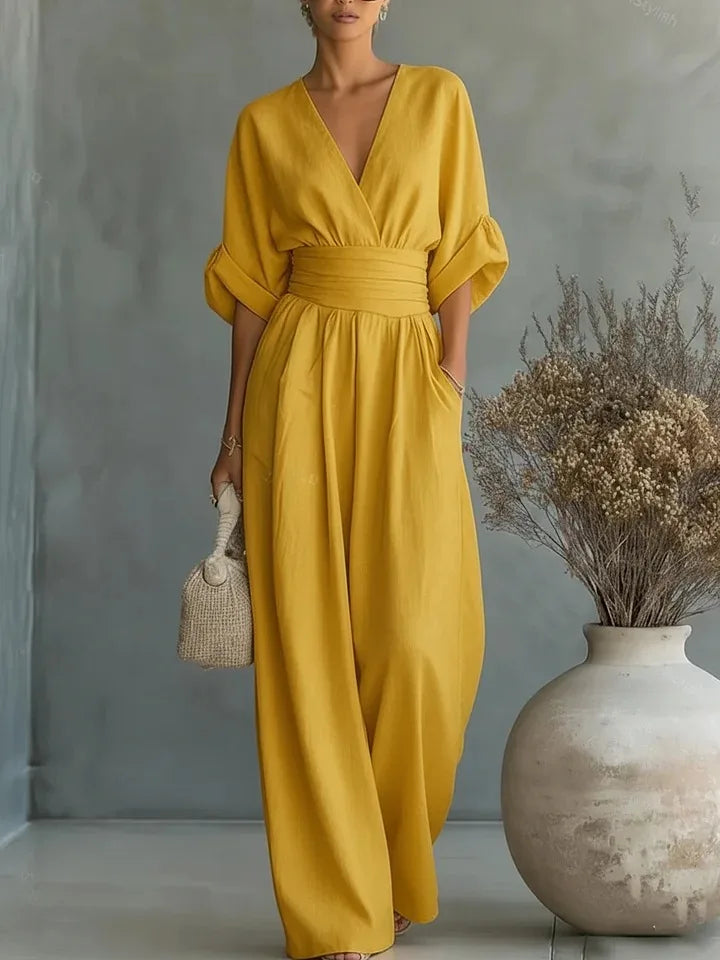 Women’s Elegant Slim Fit V-Neck Jumpsuit 2026