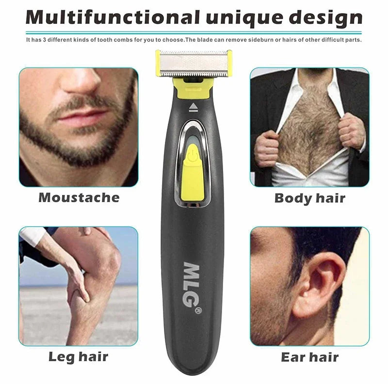 MLG 1-5 PCS Electric Shaver Portable Full-Body Trimmer with T-Blade Washable Stainless Iron Replacement Head for Men And Women