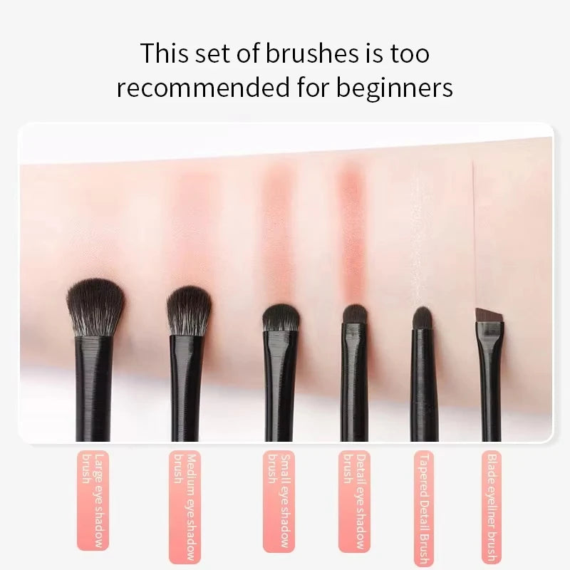 6-Piece Eye Makeup Brush Set: Professional Soft Contour Eyeshadow Brush, Small Eye Makeup Brushes for Detailed Eye Makeup, Facia
