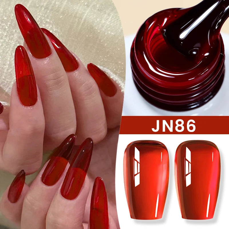 BORN PRETTY 10ml Blood Red Jelly Transparent Gel Nail Polish Wine Red Winter Color Semi Permanent Soak Off UV LED Varnish