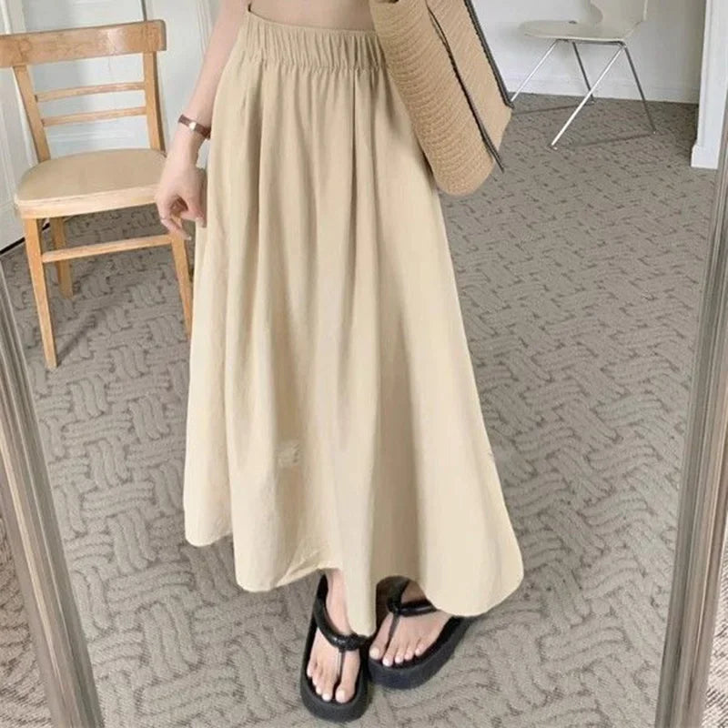 2026 Summer Women Fashion Colorful Long Skirts Girls Versatile Comfortable Elastic Dress Female Concise Leisure Vacation Skirts