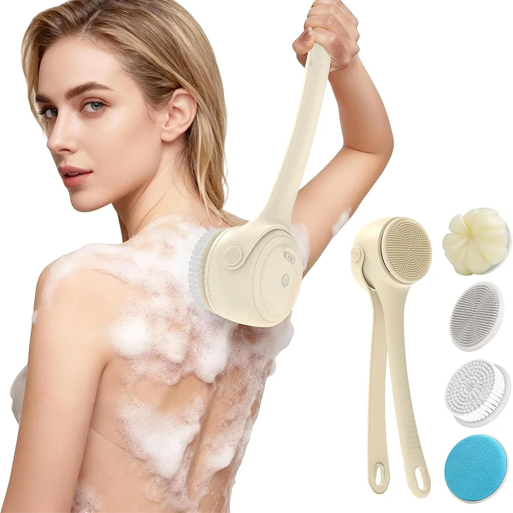 Electric Silicone Bath Brush with Long Handle