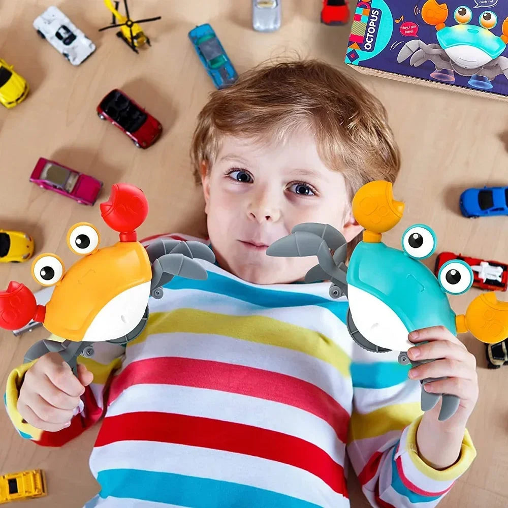 New Auto-sensing Escape Crab toy Children Crawling Avoiding Obstacles Electronic Pet With Music Baby Walking Toy Without battery
