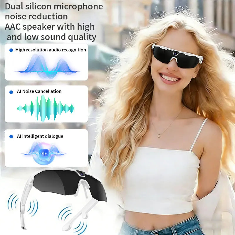 LIGE AI Smart Glasses 800W HD Anti-shake Camera Action Capture Goggles 3D Surroud Sound AI Chat Call Cycling Sports Sunglasses