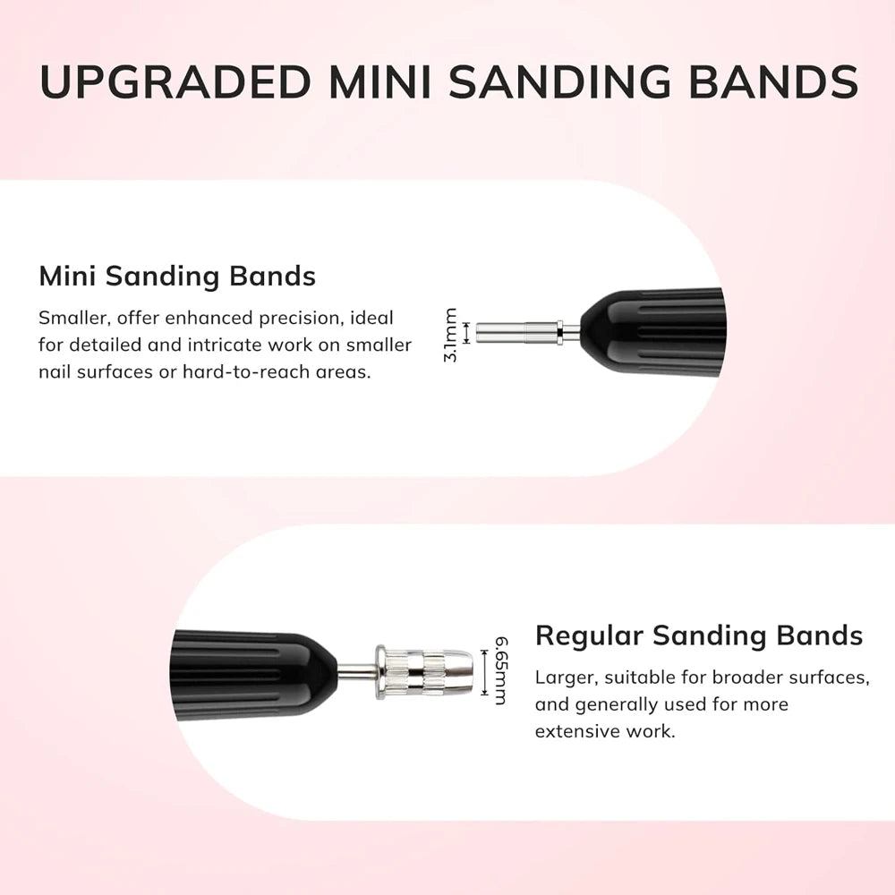 Nail Drill Bits Small  Sanding Bands 100 Pcs 180 Grit File with 3.1mm Mini Mandrel Nail Bit Set for Acrylic Nails Gel