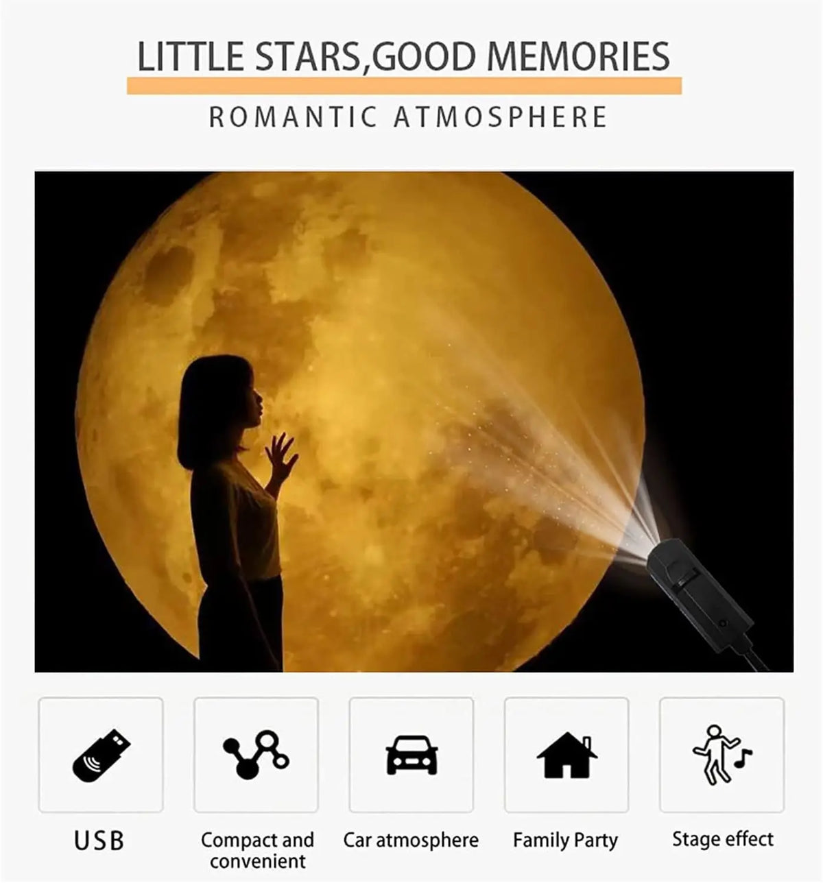 USB Ceiling Moon Earth Projection Atmosphere Light Starry Sky Lamp Night Light Romantic Bedroom Decoration Galaxy Projector