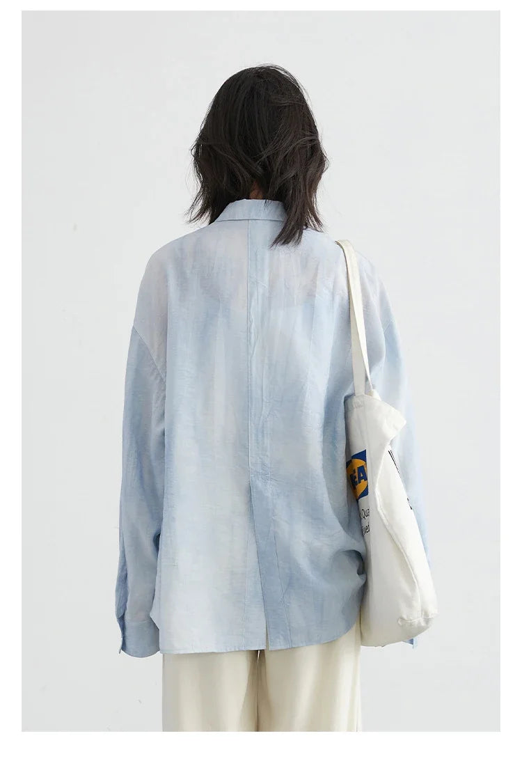 CHIC VEN Women Tie-Dye Casual Long Sleeve Shirt