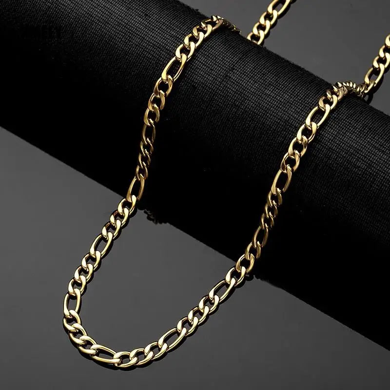 Men's Stainless Steel Link Figaro Chain Necklace for Women High Quality Waterproof Choker Silver Color Jewelry Accessories Gift