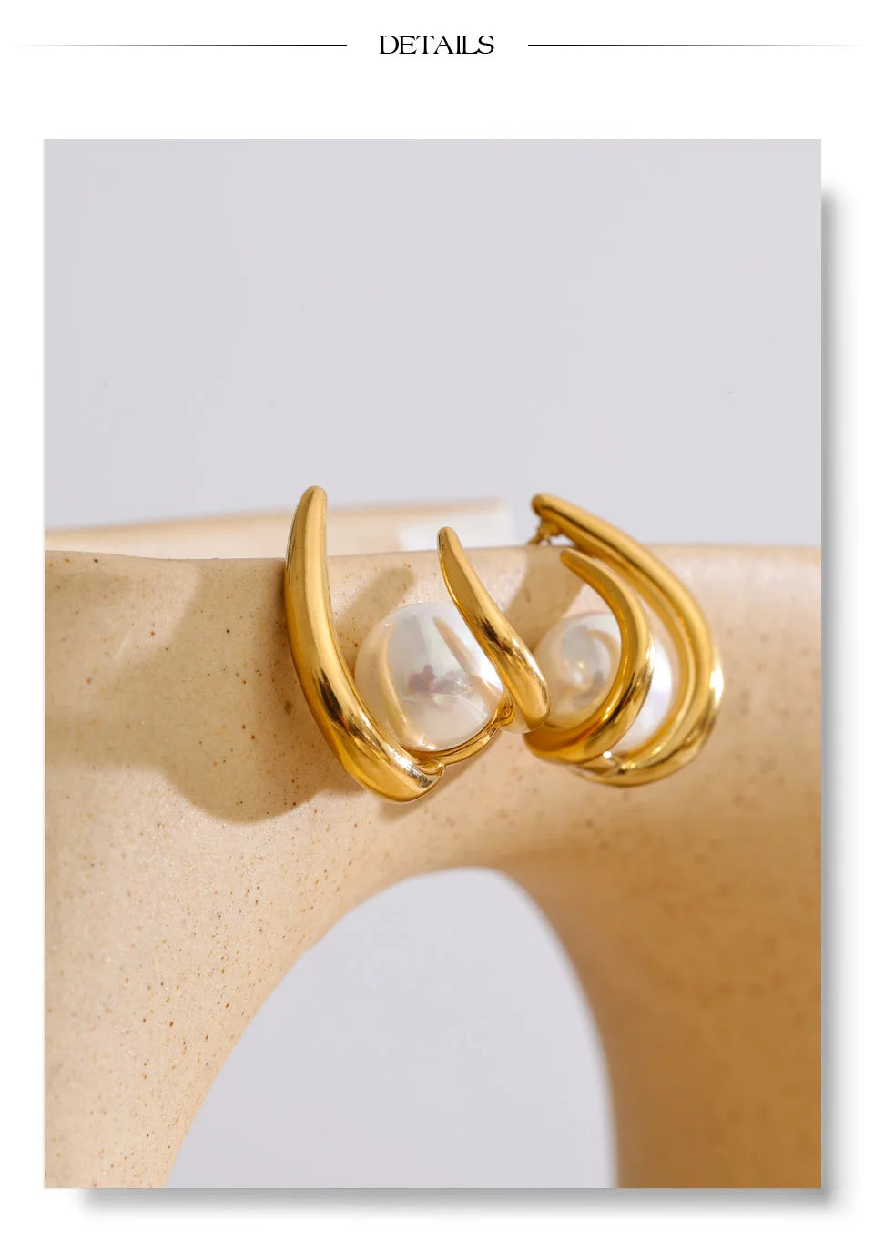 Yhpup New Arrival Simulated Pearls Design Daily Earrings Popular Korean Versatile Fashion Classy Jewelry Accessories PVD Plated