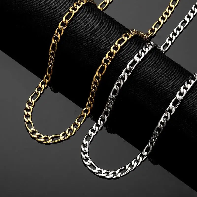 Men's Stainless Steel Link Figaro Chain Necklace for Women High Quality Waterproof Choker Silver Color Jewelry Accessories Gift