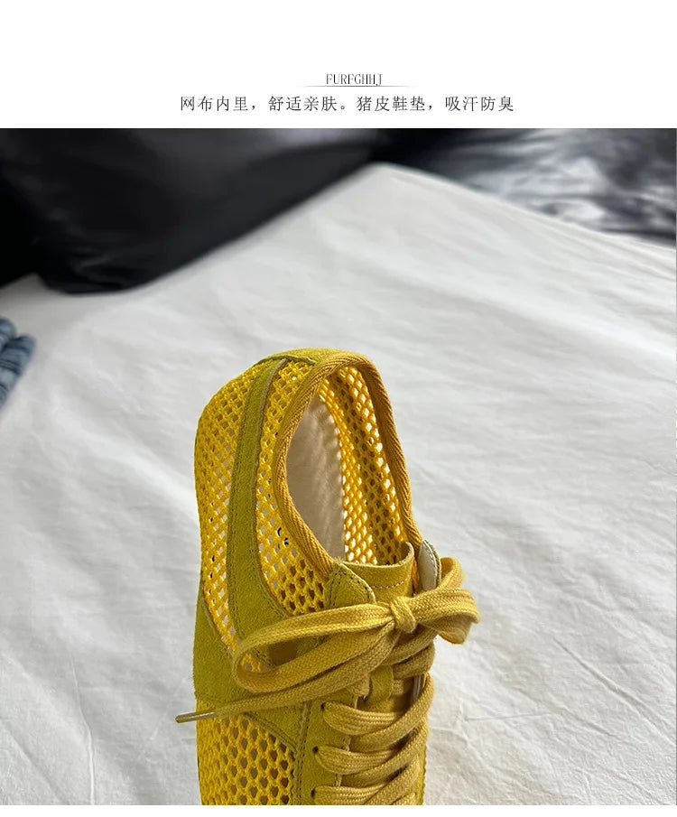 Women Sneakers 2026 Summer German Training Shoes Mesh Breathable Genuine Leather Shoes For Women Sports Casual Tennis Shoes