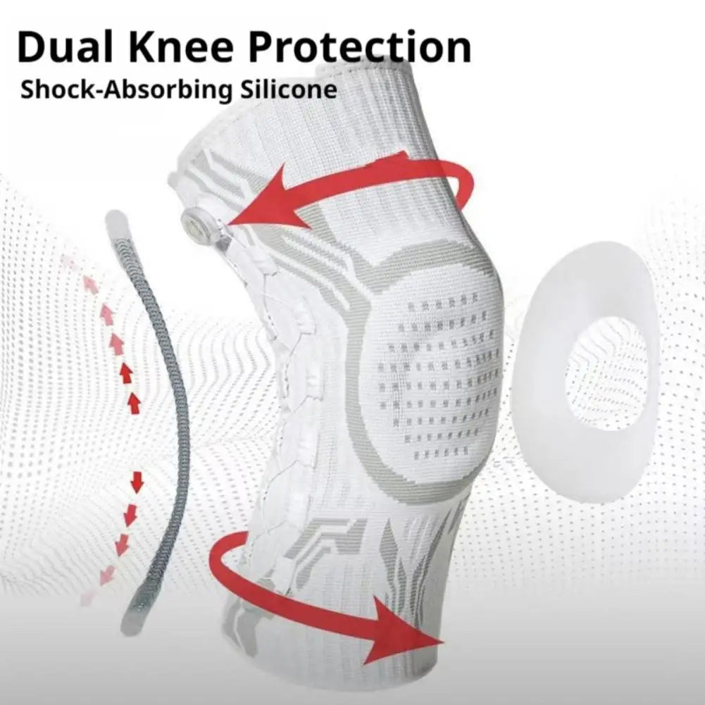 Knob Adjustable Knee Brace 360 Degree Protection Spring Lateral Support Anti-Slip Silicone Pads Breathable Knee Sleeve
