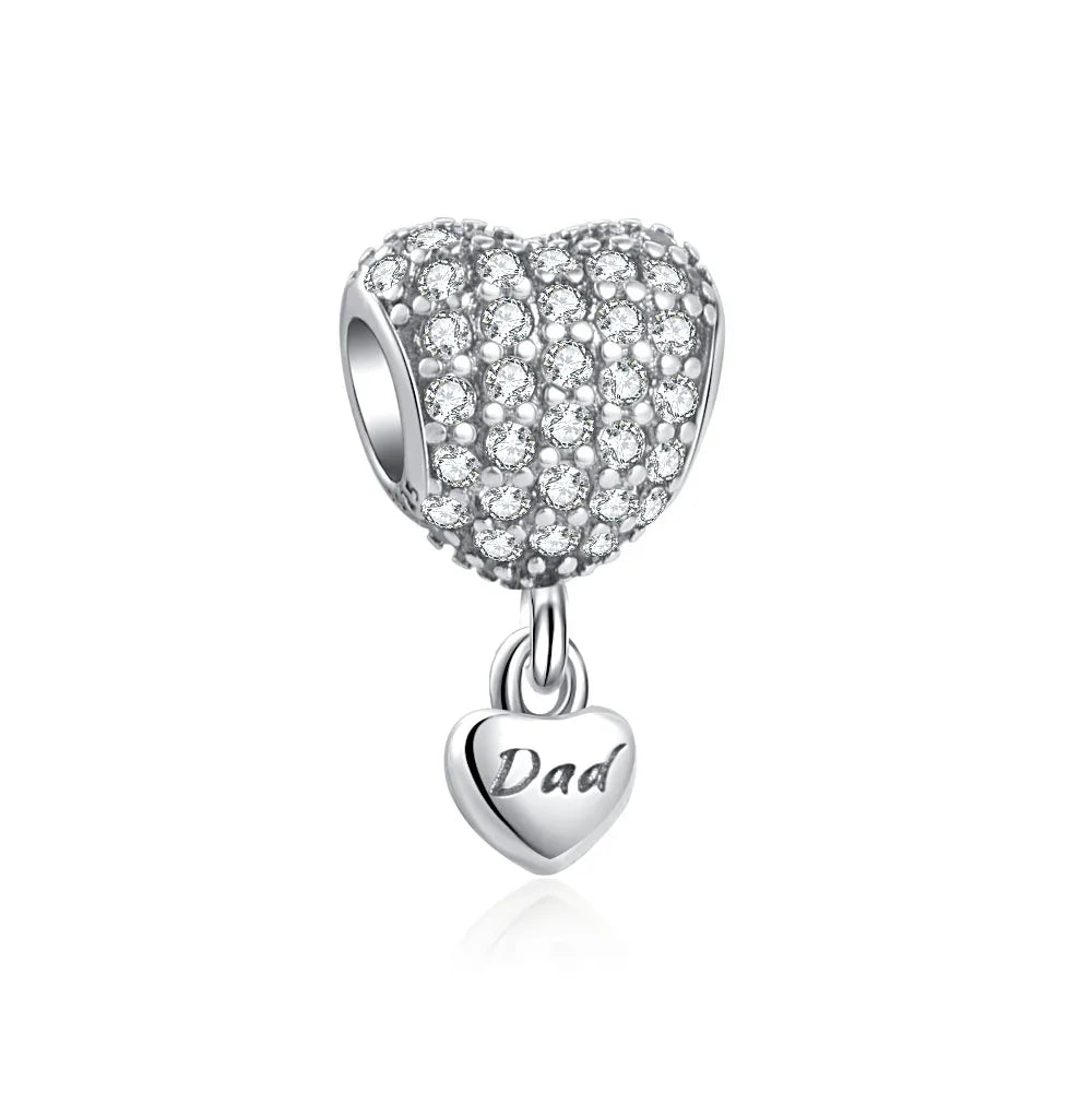 Hot Selling 925 Silver Sibling Daughter Heart-Shaped Charm Bead Suitable For Original European Bracelet DIY Women's Jewelry Gift