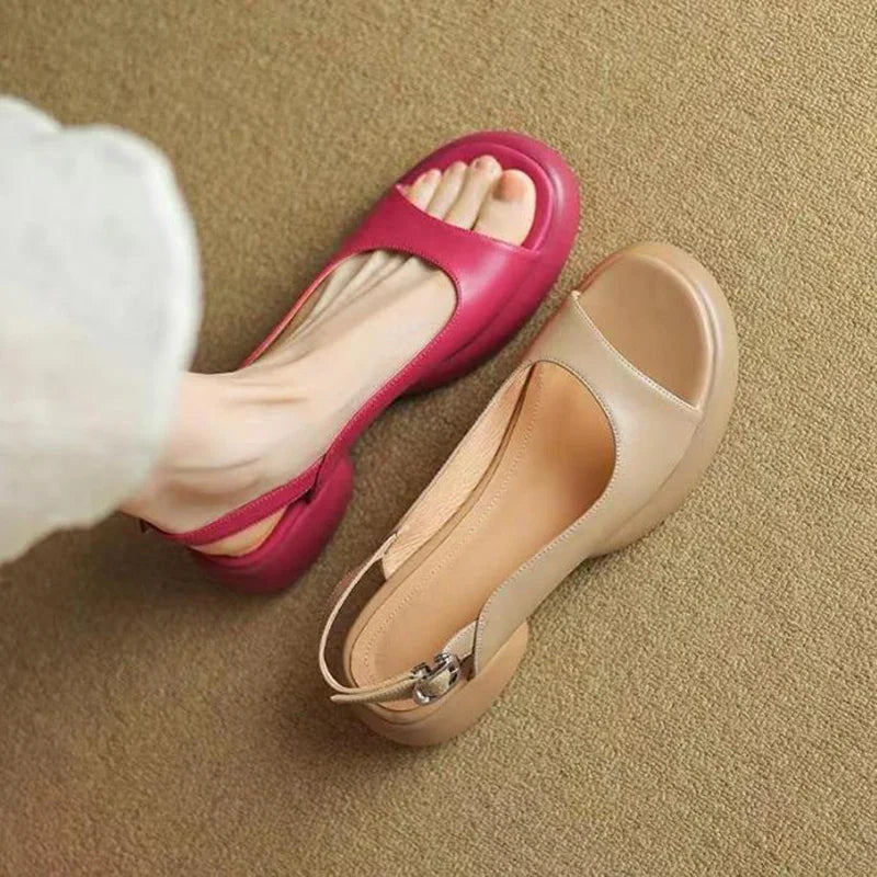 New Women's Leather PU Platform Casual Sandals Ladies Gladiator Open Toe Beach Shoes Woman Shallow Roman Sandalias