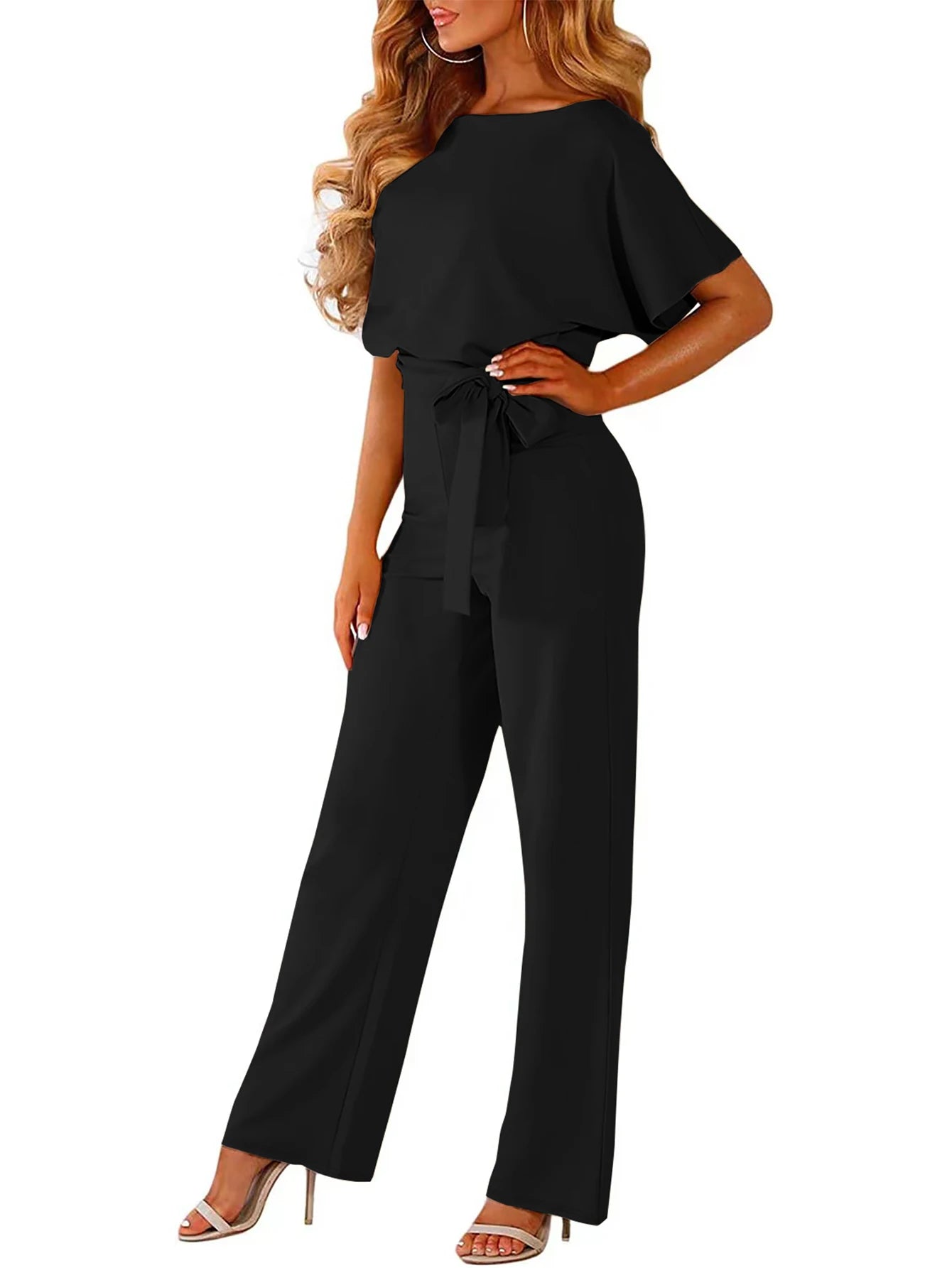 Women's Belted Jumpsuit Casual Wide-Leg Pants  Summer Commute Outfit  Stylish & Comfortable