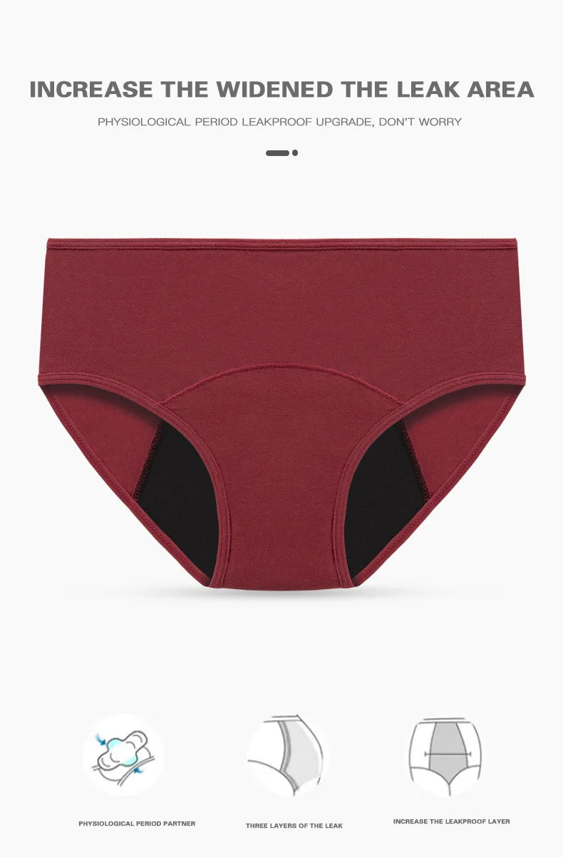 4pcs Women physiological Underwear Lady Large Size Mid Waist Panties Girl Brief Breathable Panty Plus Size Female Period Panties