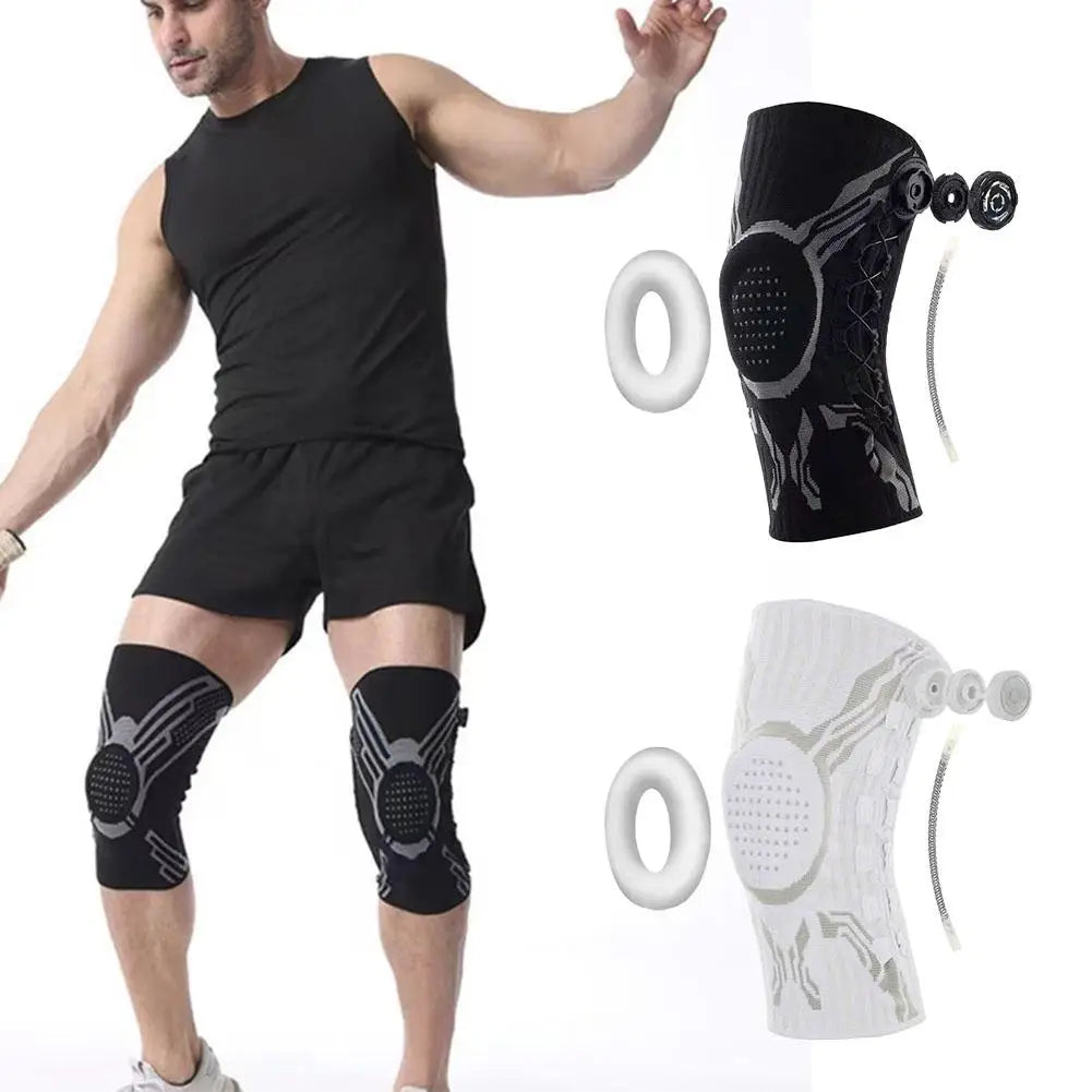 Knob Adjustable Knee Brace 360 Degree Protection Spring Lateral Support Anti-Slip Silicone Pads Breathable Knee Sleeve