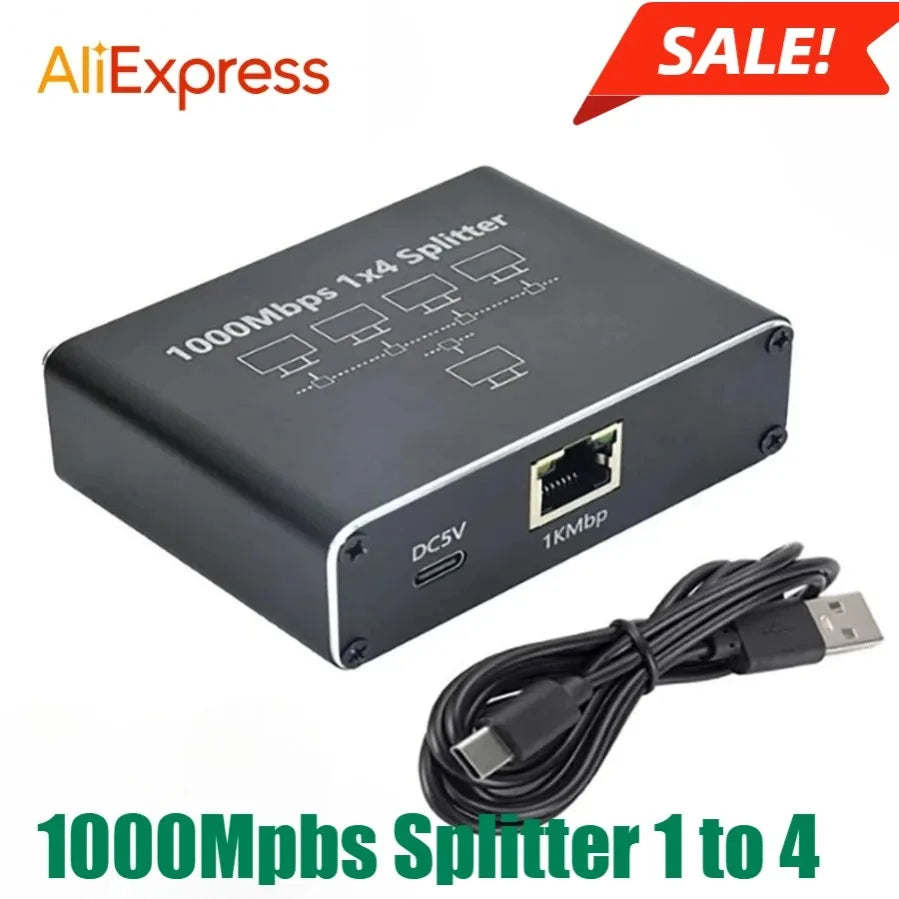 LccKaa 1000Mbps RJ45 Splitter 1 To 2/3/4 Adapter Network Splitter Cable Extender Gigabit LAN Connector for PC Laptop TV Router