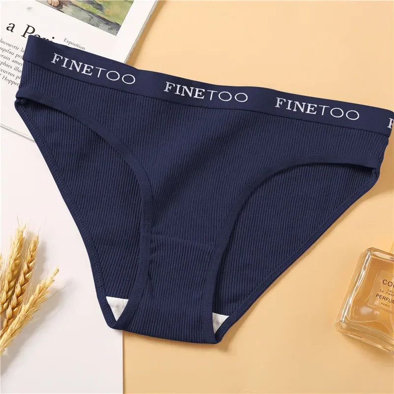 Finetoo 5Pcs Women Sexy Cotton Briefs Intimates Solid Color Low Waist Panty High Elasticity Underwear Female Breathable Lingerie
