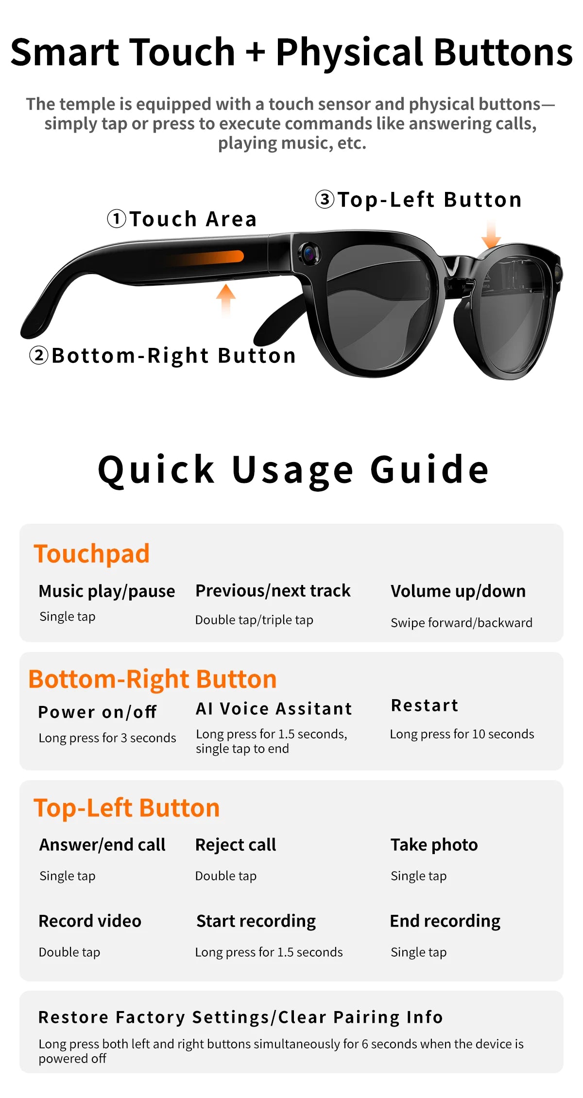 2026AI smart glasses HD 800W anti-shake camera AI dialogue real-time translation IP67waterproof Bluetooth audio smart sunglasses