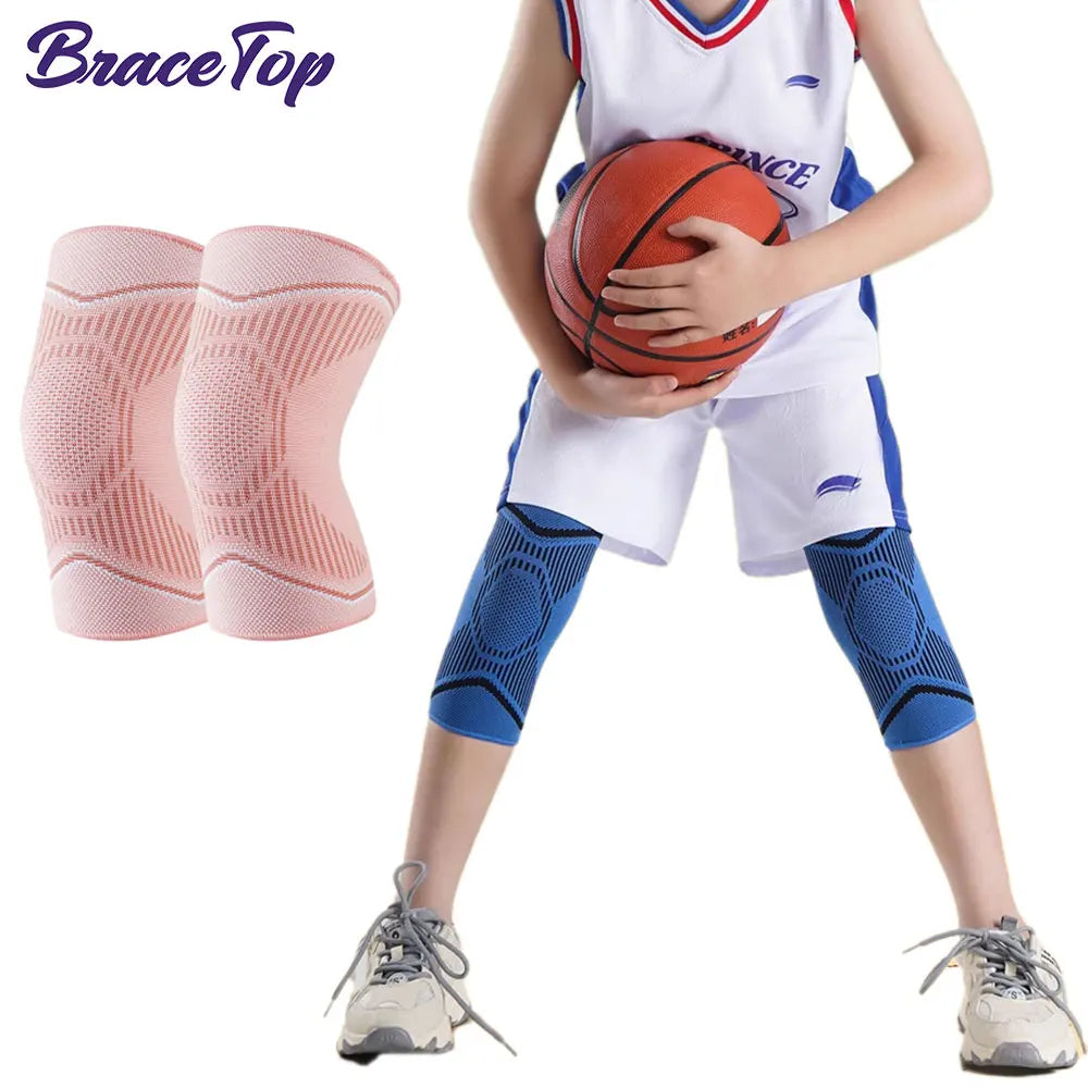1 Pair Kids Knee Brace Sleeve, Youth Knee Compression Sleeve Children Knee Support Boys & Girls for Basketball Volleyball Sports