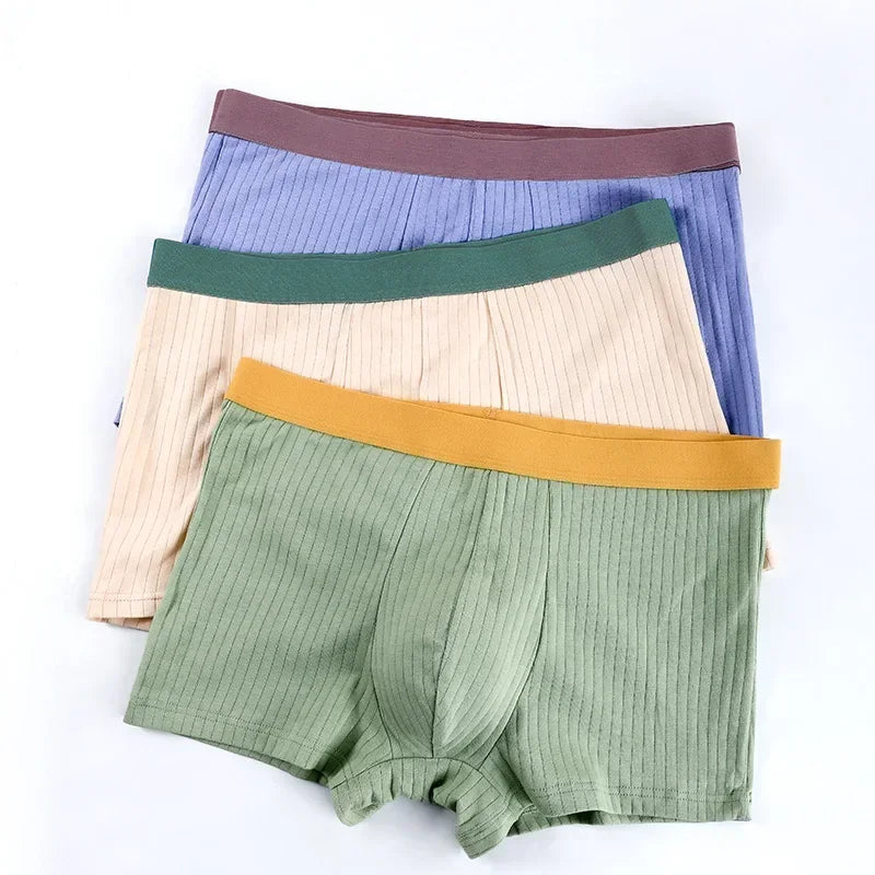 3PC Men's underwear Men's antibacterial cotton boxers summer thin plus size shorts breathable boys sports boxers head