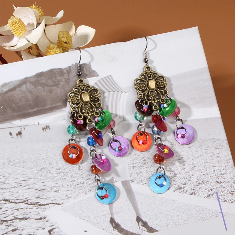 Cute Summer Flower Earrings Handmade Vacation Bohemian Earrings Exaggerated Beach Women Jewelry Party