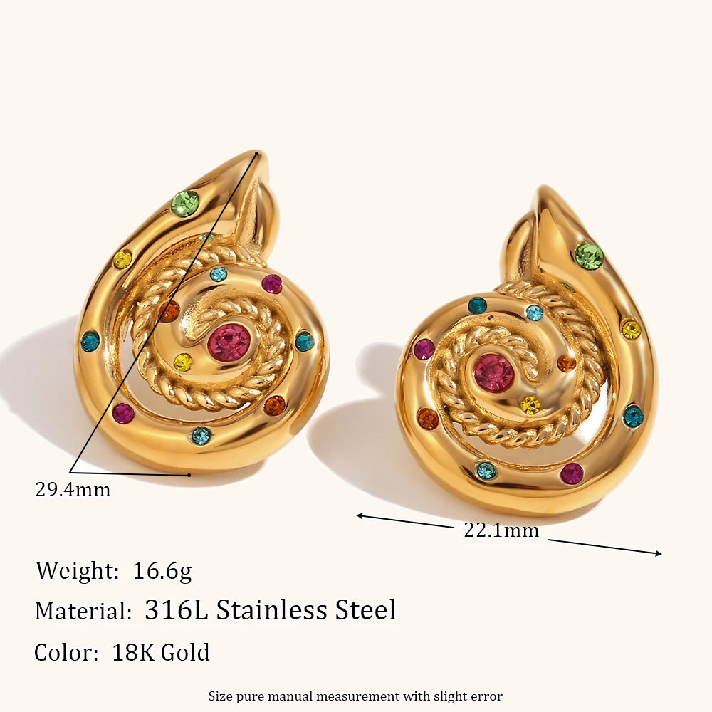 2024 Set With Diamonds Stainless steel earrings woman Fried Dough Twists Snail Earrings Fashion Jewelry Party Accessories