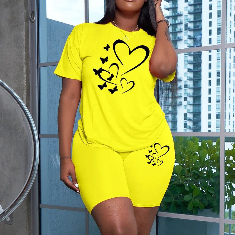 2026 New Summer Women's Outfits Vacation Casual Short Suits Jogging Lady Clothing Sport Fashion T-shirt+Shorts 2 Piece Sets
