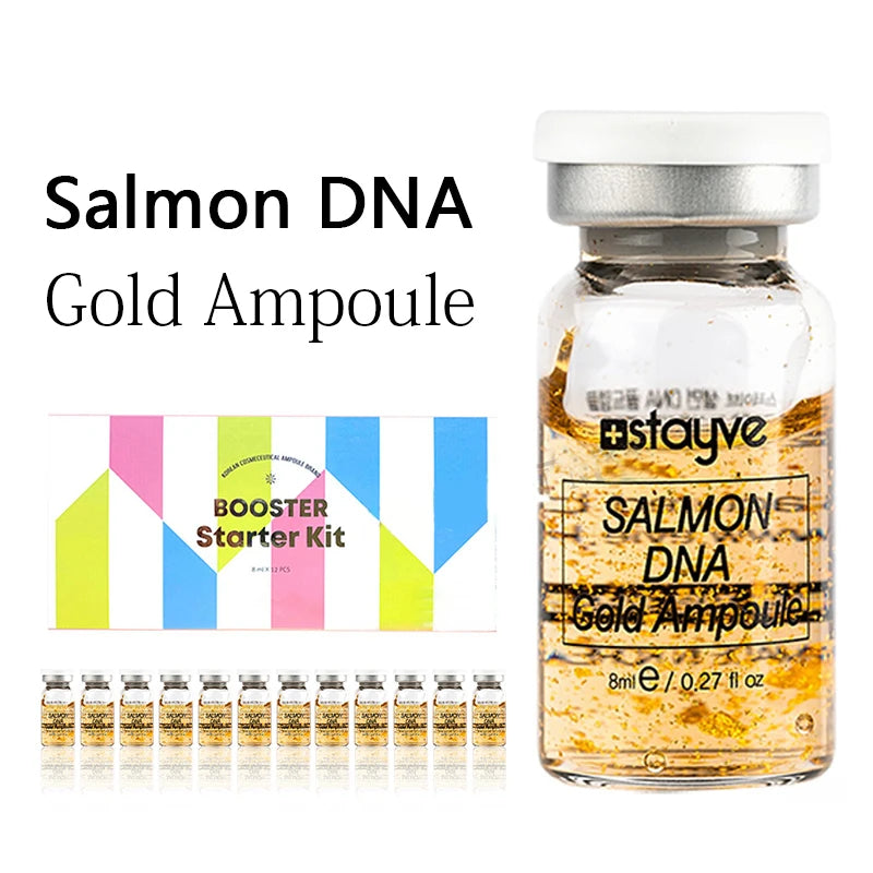 Korea 8ml Salmon DNA Gold Ampoule Skin Booster Serum Kit Stayve  BB Cream Glow Brightening Whitening Moisturizing Face SkinCare