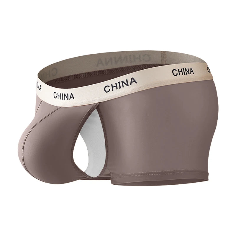 Open Front Underwear Men Sexy Men's Boxer Shorts Panties Breathable Pouch Bulge Underpants Male