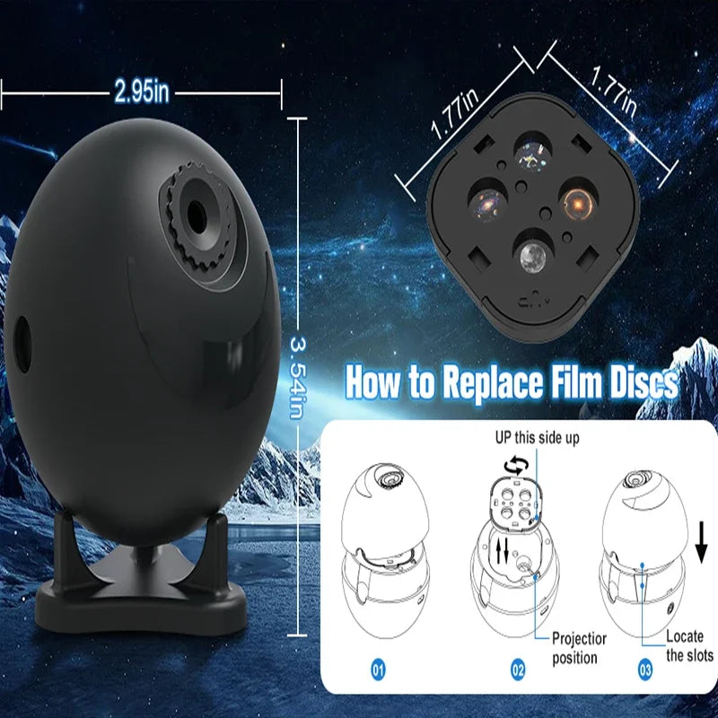 Galaxy Projector, Star Projectors with 12 Space Films For Bedroom Planetarium Night Light Ceiling Nebula Living Game Room Decor