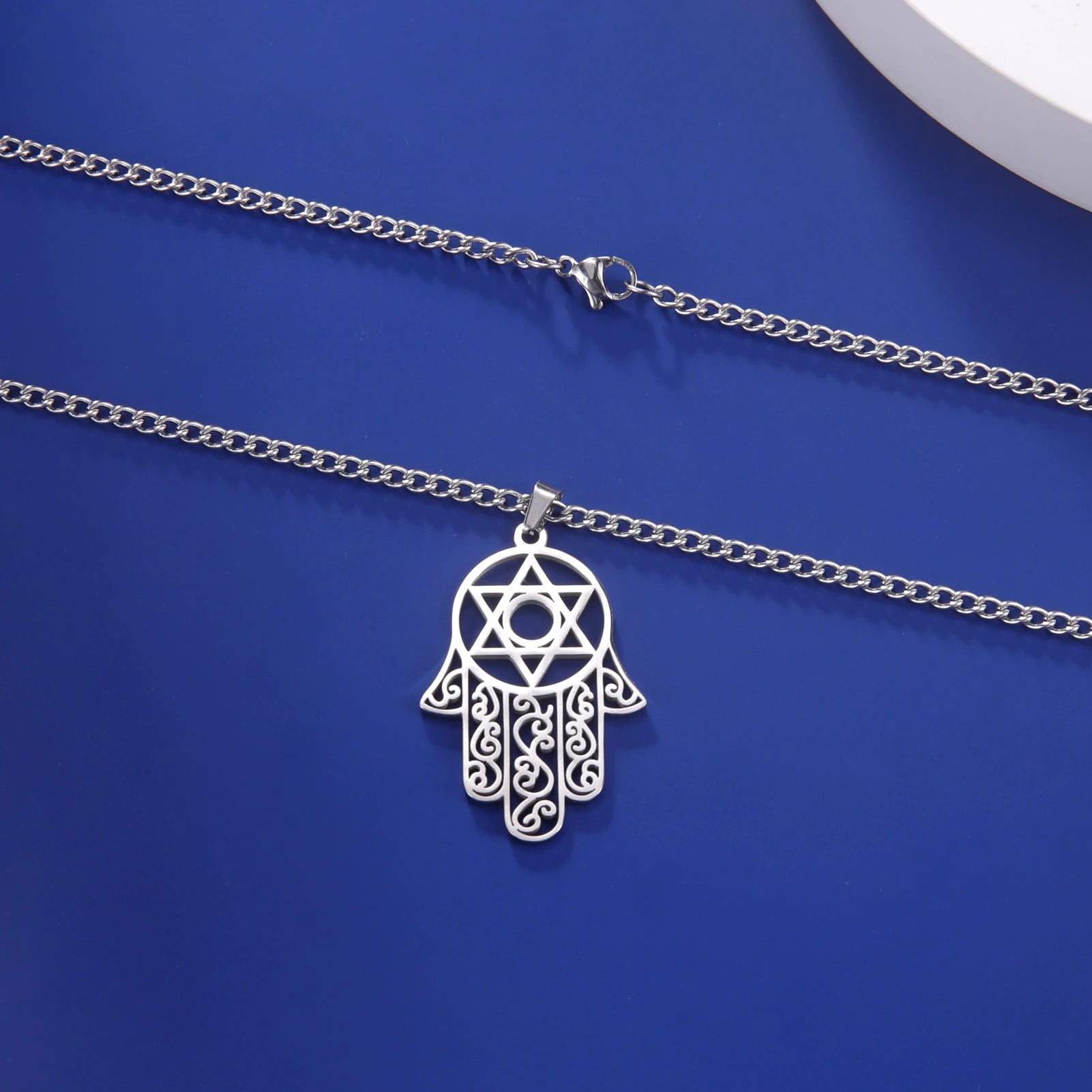 VASSAGO Hexagram Hamsa Hand Pendants Necklace for Men Magen David Necklace Hamsa Hand of Fatima Necklace Islam Arab Jewish Jewel