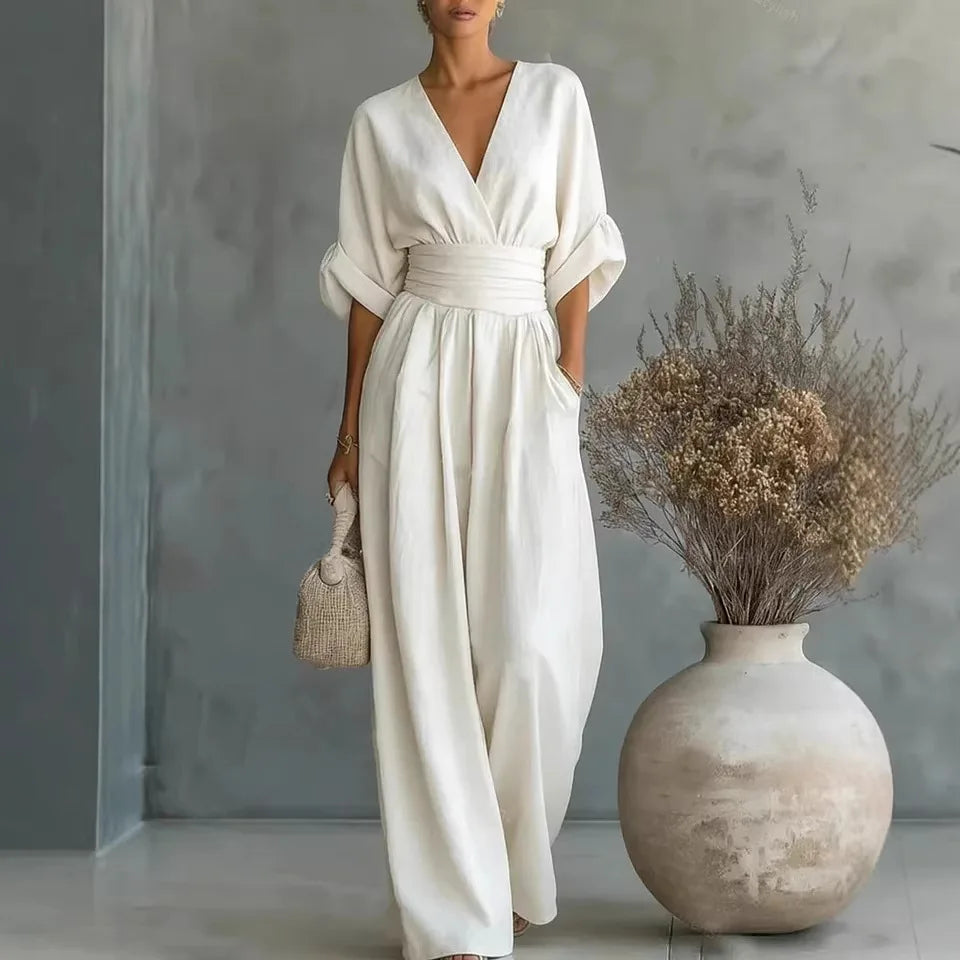 Women’s Elegant Slim Fit V-Neck Jumpsuit 2026