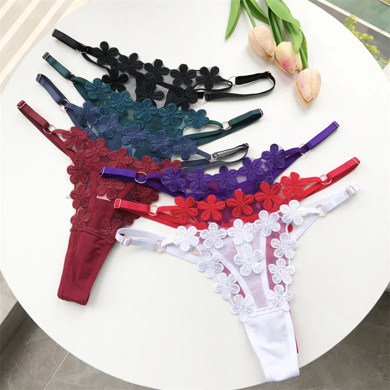 Customized Crystal Letter Sexy Embroidered Women's Low Waist Underwear BikiniG-Strings Adjustable Waist Underwear Hot Wife Gift